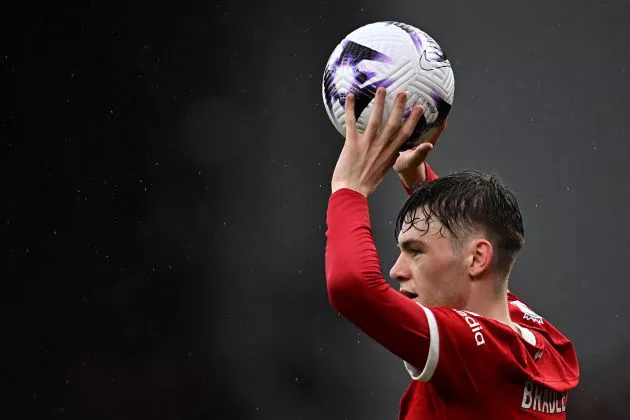 Conor Bradley in action vs Man City.