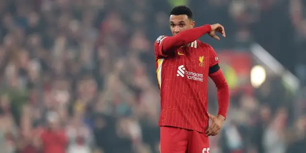 Trent Alexander-Arnold plays for Liverpool in the Champions League