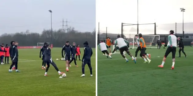 Liverpool and Manchester United training compared