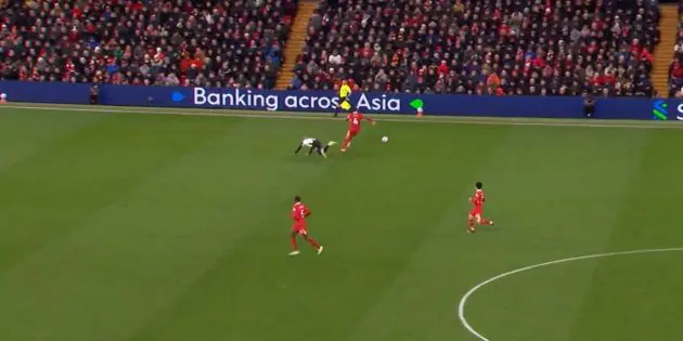 Virgil van Dijk floors William Osula at Anfield