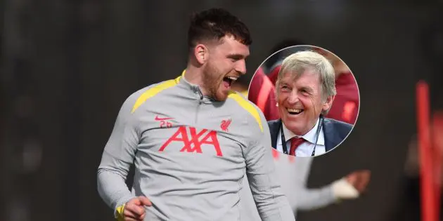Andy Robertson jokes in Liverpool training
