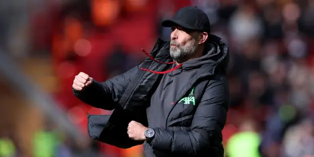 Jurgen Klopp celebrates at Anfield
