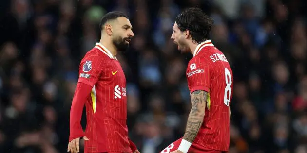 Salah and Szoboszlai celebrate for Liverpool