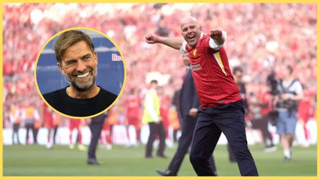 Arne Slot replicated Jurgen Klopp's famous fist pumps at Anfield on Sunday