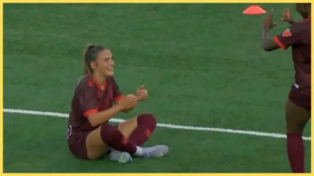 Kaylee Hunter performs Diogo Jota's celebration