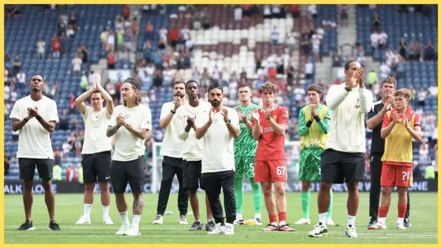 Liverpool players applaud fans after Diogo Jota tributes