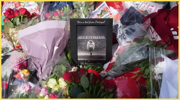 Hundreds of tributes have been paid to Diogo Jota outside Anfield