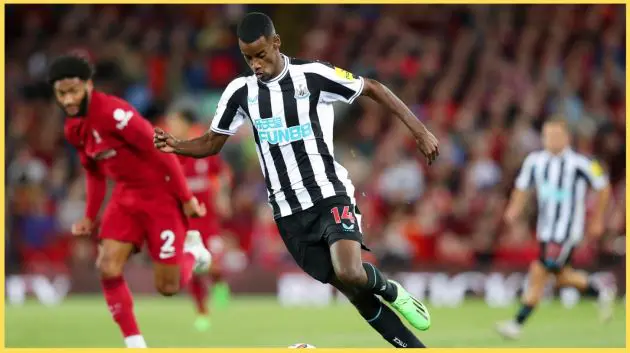Alexander Isak scored on his debut for Newcastle against Liverpool at Anfield in 2022