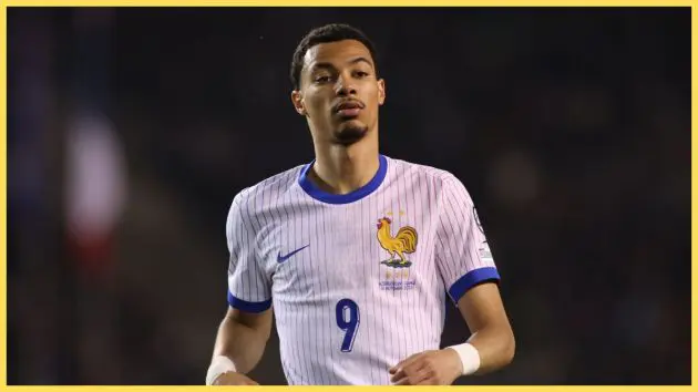 Hugo Ekitike in action for France against Azerbaijan