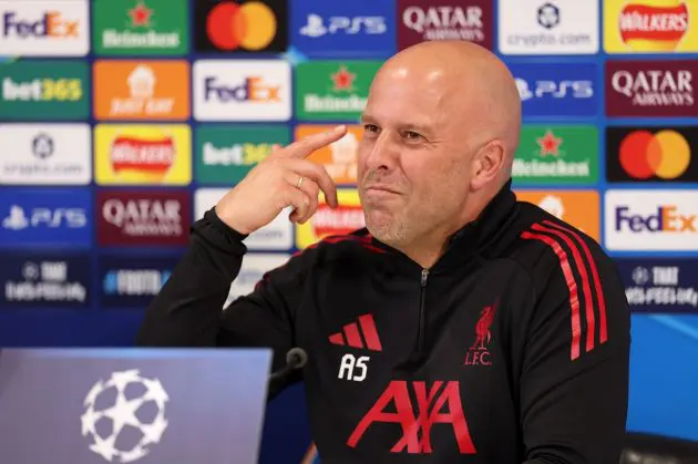 Arne Slot speaks to the media prior to a Champions League fixture