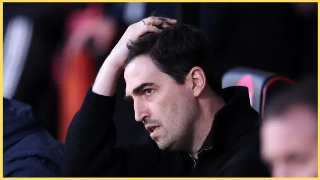 Andoni Iraola cuts a frustrated figure in the dugout