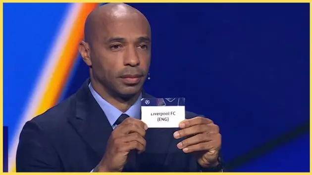 Thierry Henry pulls out Liverpool's name during the Champions League draw