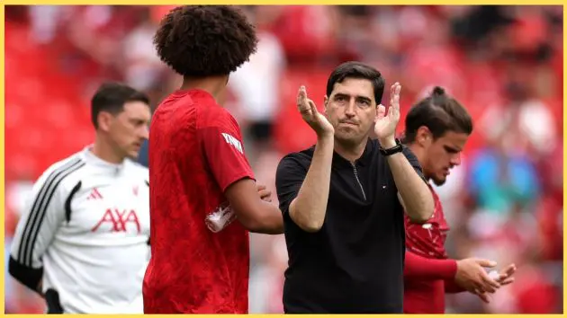 Andoni Iraola applauds after a Liverpool match